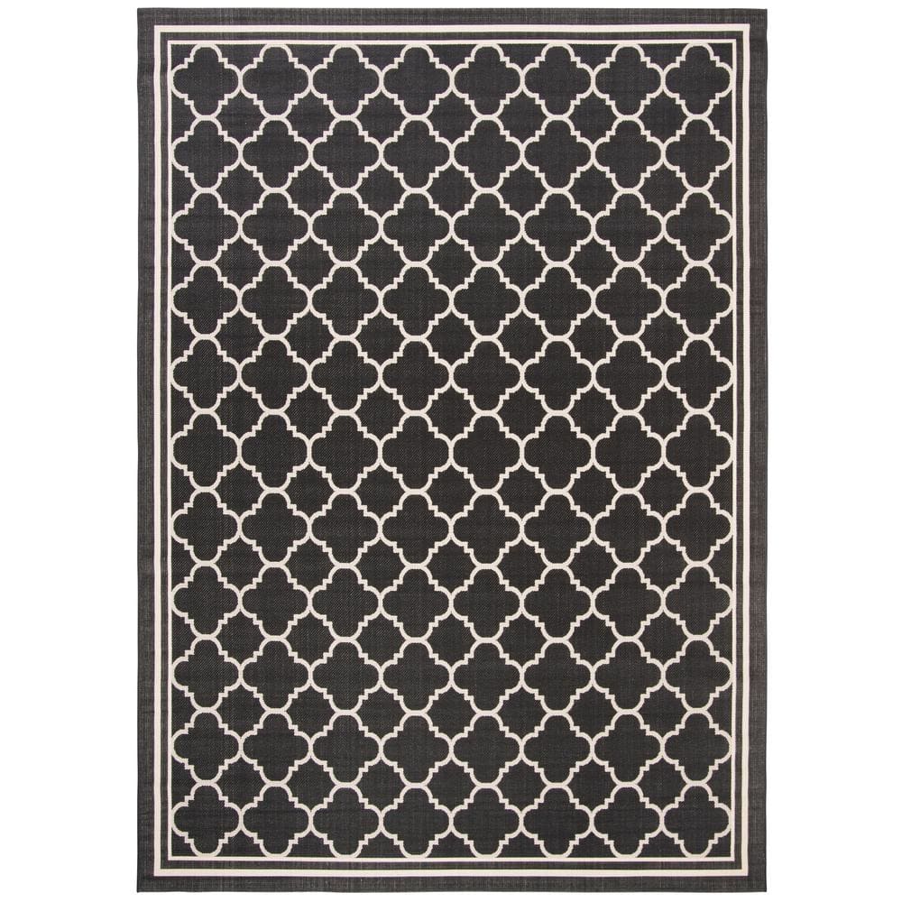SAFAVIEH Courtyard Black/Beige 10 ft. x 14 ft. Border Moroccan Indoor
