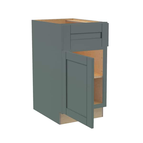 Washington 18 in. W x 24 in. D x 34.5 in. H Assembled Plywood Base Kitchen Cabinet in Green with Soft Close Door LH