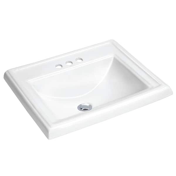 ANZZI Dawn 23 in. Drop-In Vitreous China Bathroom Sink in White LS ...