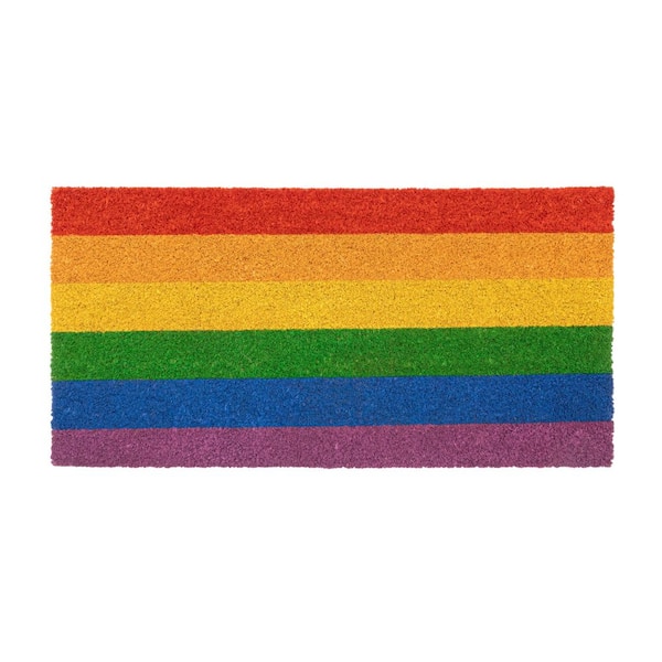 Rainbow-Striped Multi-Colored 16 in. x 32 in. Coir PVC Backing Outdoor Door Mat