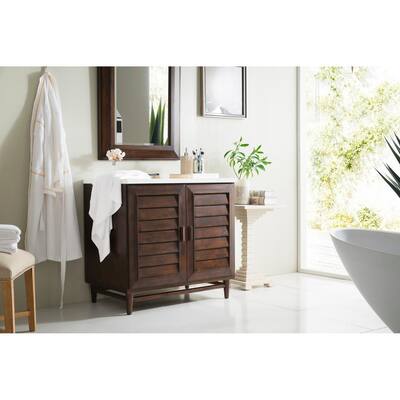 Portland 36 in. Single Bath Vanity in Burnished Mahogany with Quartz Vanity Top in Classic White with White Basin