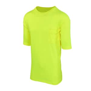 Men's Large Hi-Vis Yellow Short-Sleeve Safety Shirt