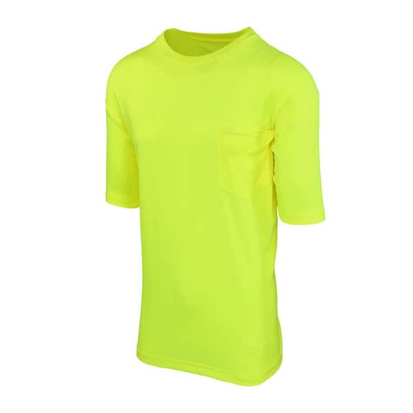 MAXIMUM SAFETY Men's Large Yellow High Visibility Polyester Short-Sleeve Safety  Shirt