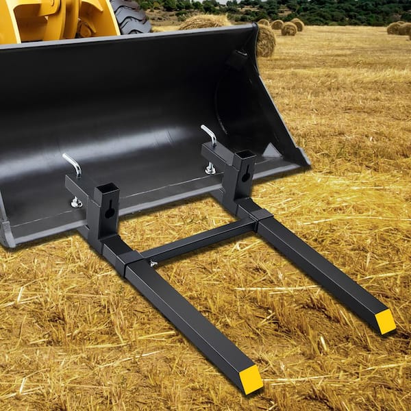 2000 lbs. Clamp on Pallet Forks 43 in. Total Length Tractor Bucket Forks with Adjustable Stabilizer bar