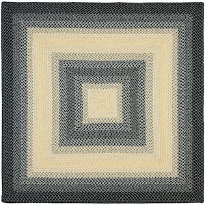 Braided Black/Grey 8 ft. x 8 ft. Square Border Area Rug