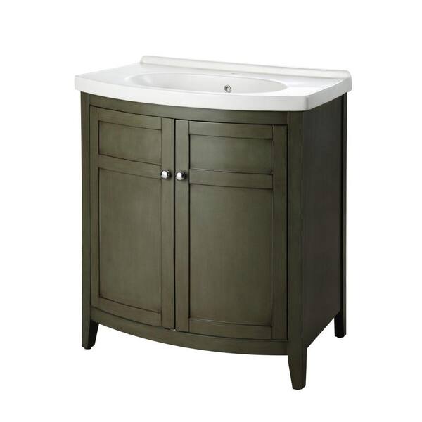 Foremost Weston 31 in. Vanity in Loden Green with Fireclay Vanity Top in White with White Basin-DISCONTINUED