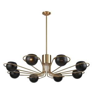 Rios 47 in. Wide 8-Light Aged Brass Chandelier with Metal Shade