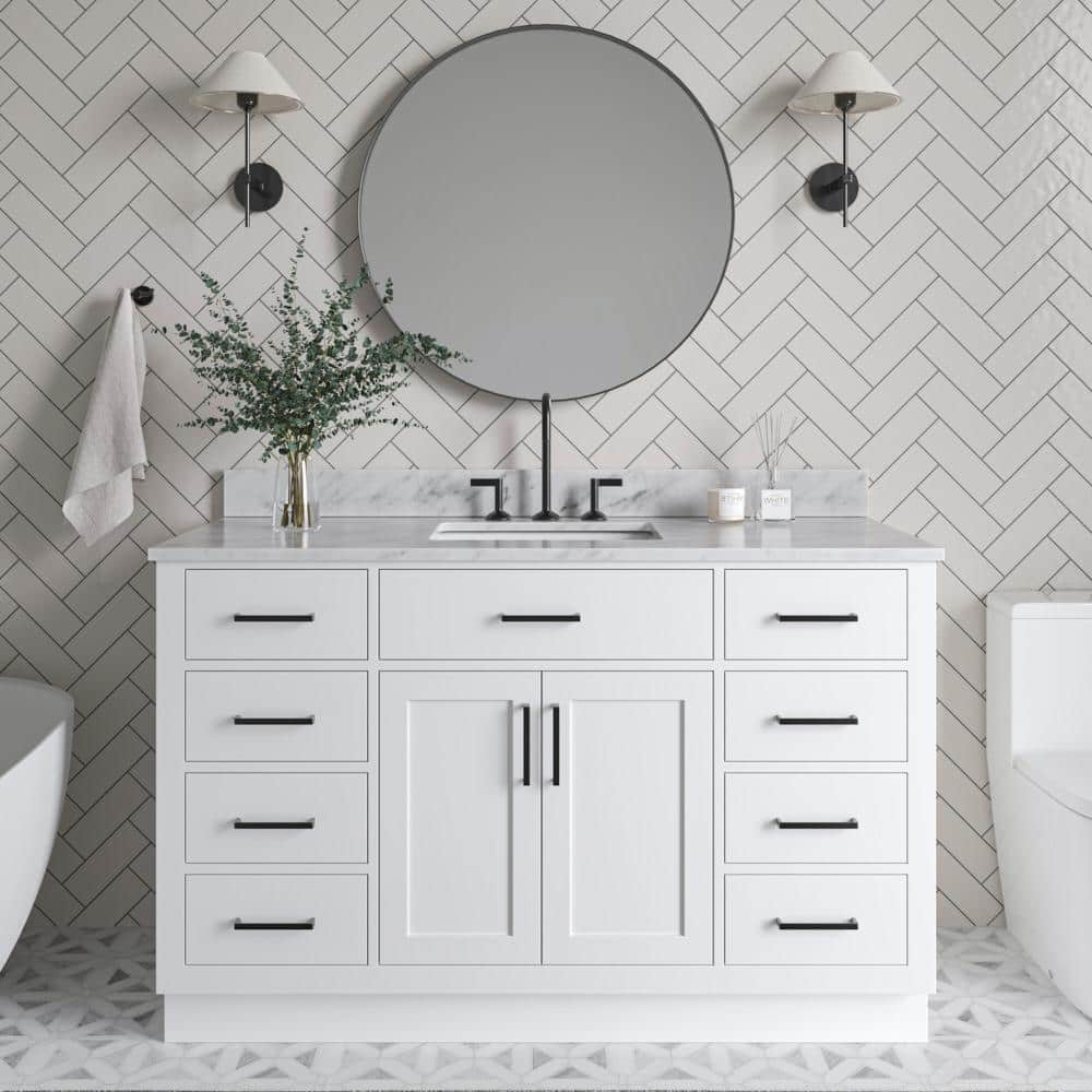 Hepburn 55" White Freestanding Single Basin Vanity Set