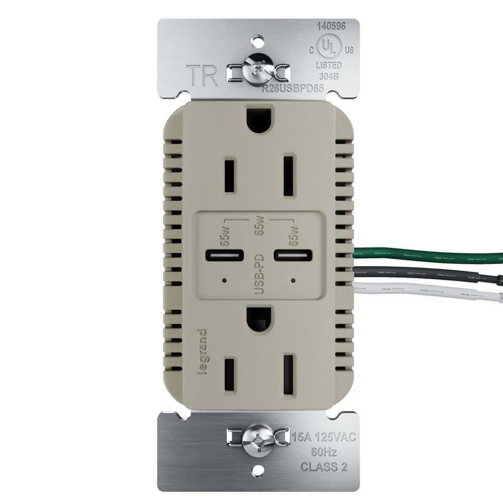 radiant 15A Tamper Resistant 65W Power Delivery USB Type C Duplex Outlet Nickel price history on PriceWatchPro