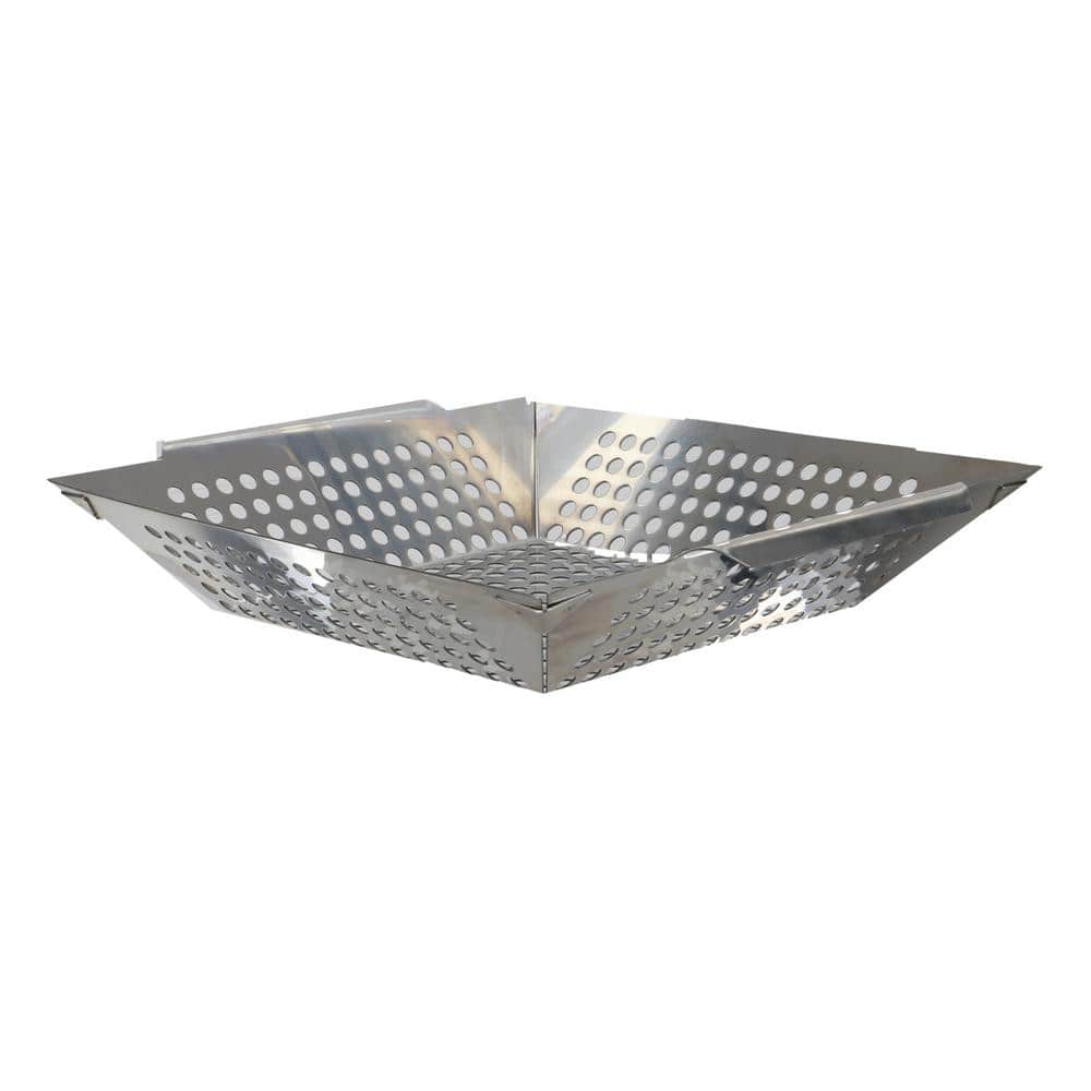 Stainless Steel Grill Basket with Handles for Vegetables and Seafood