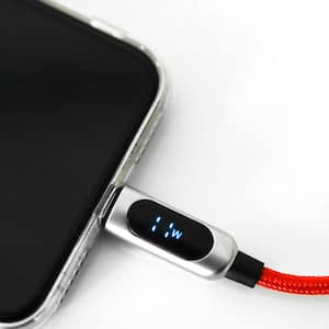 USB-C to Lightning Cable, 20W support with Innovative LED Power Display, 1 mt, Red
