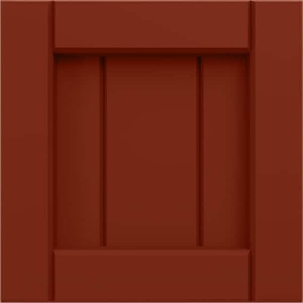 Ekena Millwork 12 in. W x 12 in. H EnduraCore Composite Framed Board-n-Batten Shutters Sample, Pepper Red
