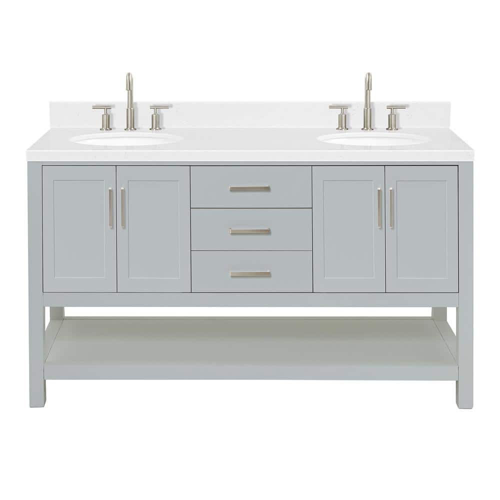 Magnolia Gray 60" Freestanding Double Sink Vanity with Quartz Top