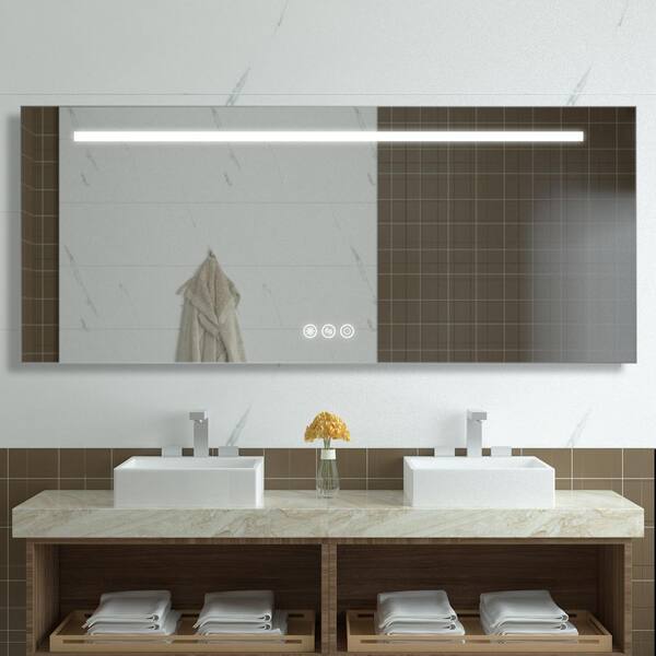 LED Bathroom Mirror Wall-Mounted Vanity Mirror with Anti Fog, Dimmable, Color Temperature Adjustable CASAINC Size: 36 x 72