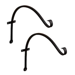 9 in. Tall Black Powder Coat Metal Wall Mounted Up Curled Brackets (Set of 2)