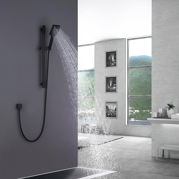 3-Spray Multifunction Slide Bar with Hand Shower in Matte Black