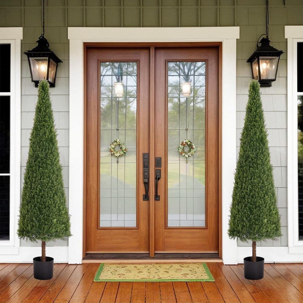 6 ft. Artificial Boxwood Topiary Tree Plant in Pot 1 Piece, Indoor Outdoor 