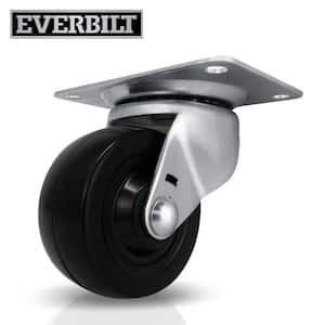 3 in. Black Soft Rubber and Steel Swivel Plate Caster with 175 lbs. Load Rating