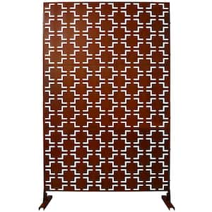 76 in. H Rust Red Steel Garden Fence Freestanding Decorative Patterns Privacy Screen