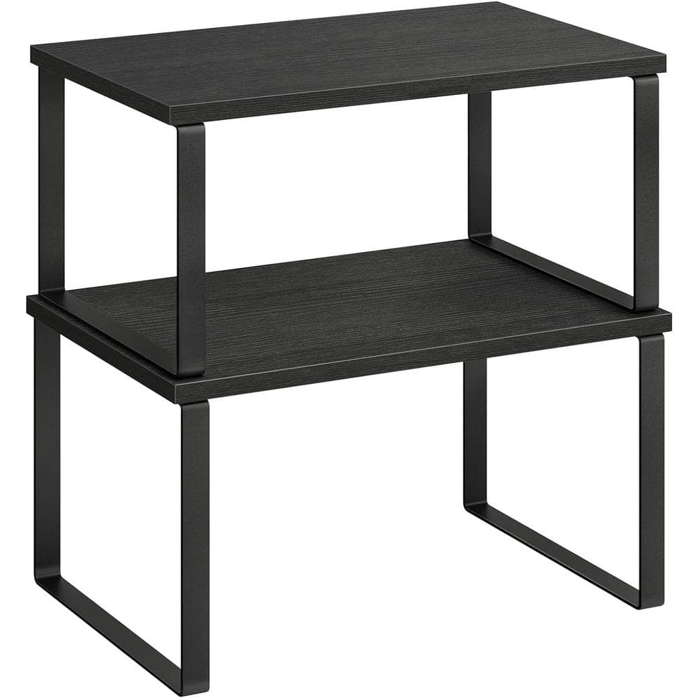 Black Metal Multi-Purpose Countertop Kitchen Organizer with 2-Shelf and Exp