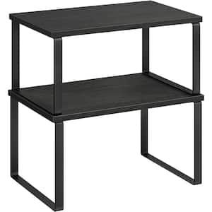 Black Metal Multi-Purpose Countertop Kitchen Organizer with 2-Shelf and Expandable for Kitchen