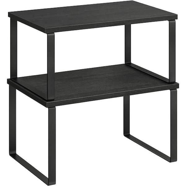 Adrinfly Black Metal Multi-Purpose Countertop Kitchen Organizer with 2-Shelf and Expandable for Kitchen
