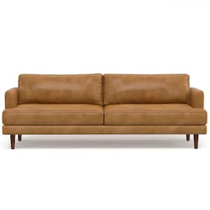 Livingston Mid-Century Modern 90 in. Wide Sofa in Sienna Genuine Leather