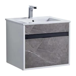 Alpine 20 in. W x 18.11 in. D x 19.75 in. H Bathroom Vanity Side Cabinet in Slate Gray Marble with White Ceramic Top