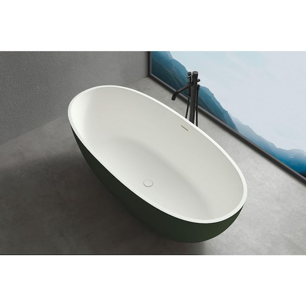 Unbranded 65 in. x 30 in. Soaking Bathtub with Center Drain in White and Green