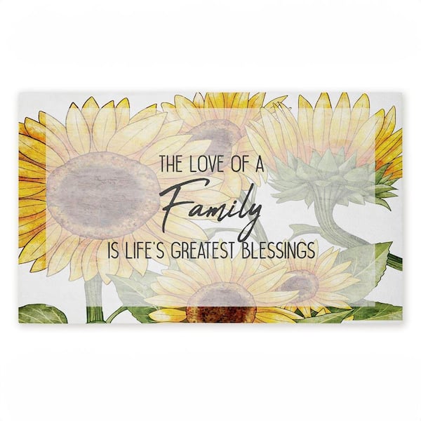 Love Of Family Sentiment Yellow 18 in. x 30 in. Polyester Non-Slip Outdoor Door Mat