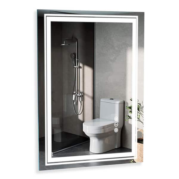 Oumilen 28 in. x 36 in. Rectangular Frameless Glass Horizontal Wall Mirror, Bathroom Vanity Mirror, Eco-Friendly Lens