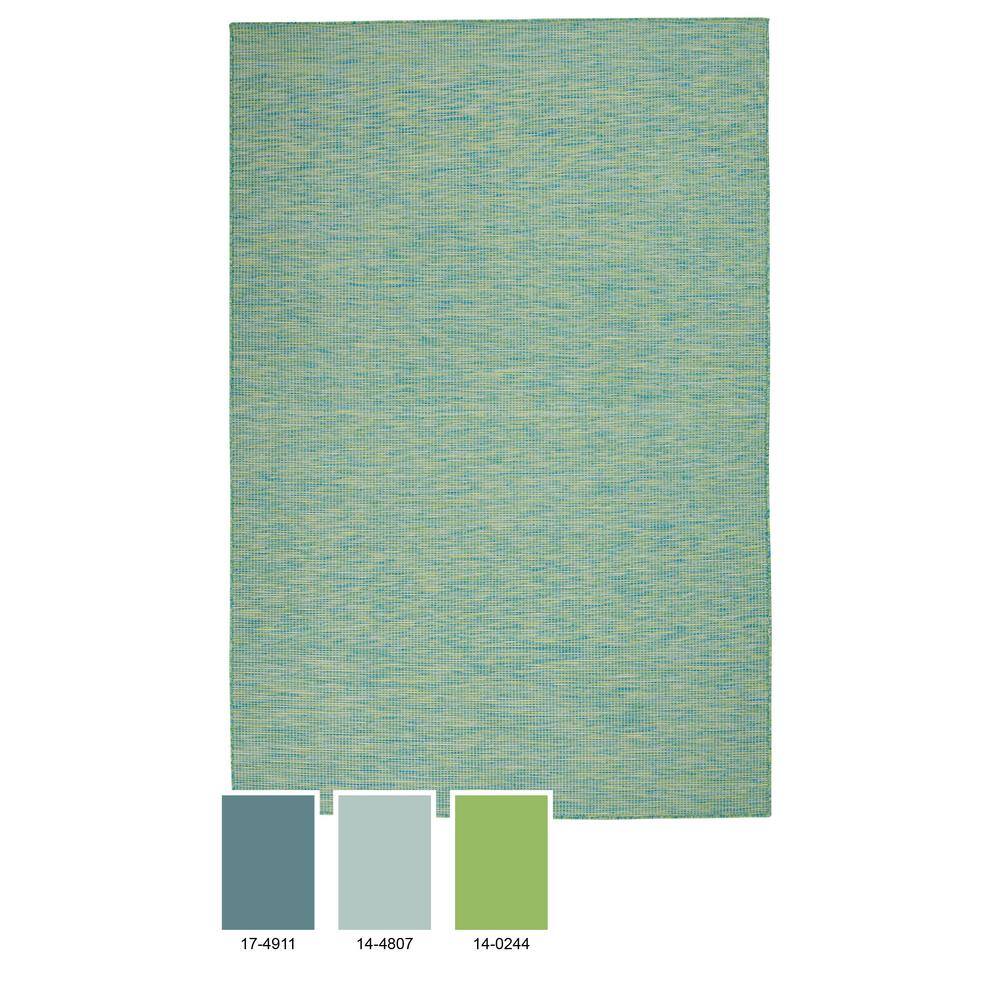 Positano Blue and Green Synthetic 6' x 9' Reversible Rug