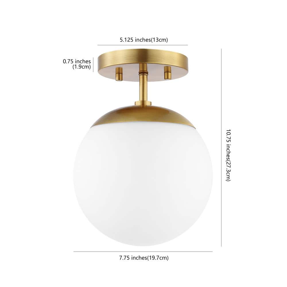 Marcel Brass Gold Frosted Glass Globe LED Flush Mount