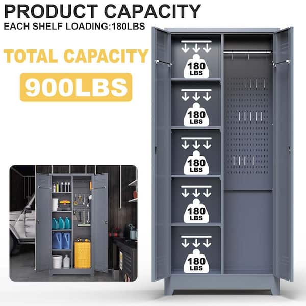 31.5 in. W x 15.7 in. D x 72.8 in. H Grey Outdoor Storage Cabinet