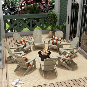Vineyard Outdoor Weathered Gray Plastic Folding Adirondack Chair (Set of 8)
