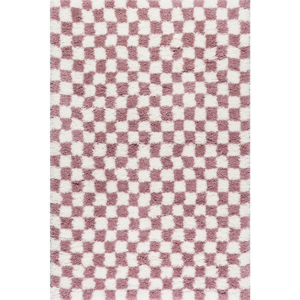 Adelaide Mid-Century Checkered Shag Area Pink 4 ft. x 6 ft. Indoor Area Rug price history on PriceWatchPro