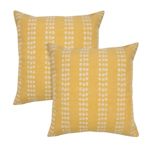 Jubilee Yellow Striped Stonewashed Hand-Woven 20 in. x 20 in. Throw Pillow Set of 2