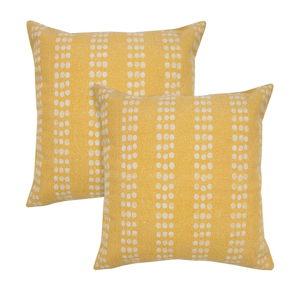 Jubilee Yellow Striped Stonewashed Hand-Woven 20 in. x 20 in. Indoor Throw 