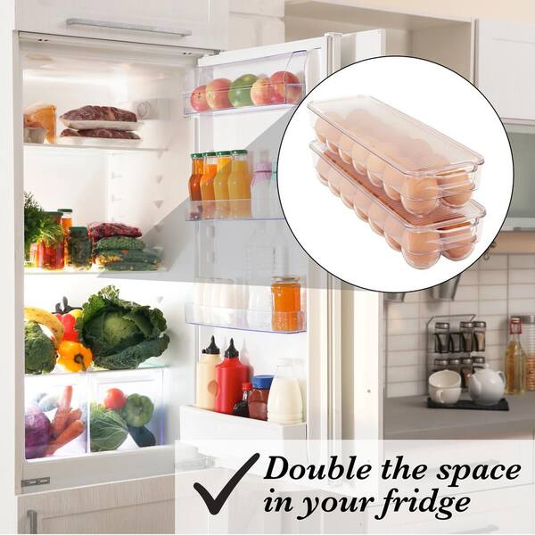  Refrigerator Organizer Bins - Clear Plastic, Stackable, Narrow  and Wide Bin Sizes, Egg Tray with Lid. Great Storage for Fridge, Cabinets,  Countertops and Pantry. (Set of 12): Home & Kitchen