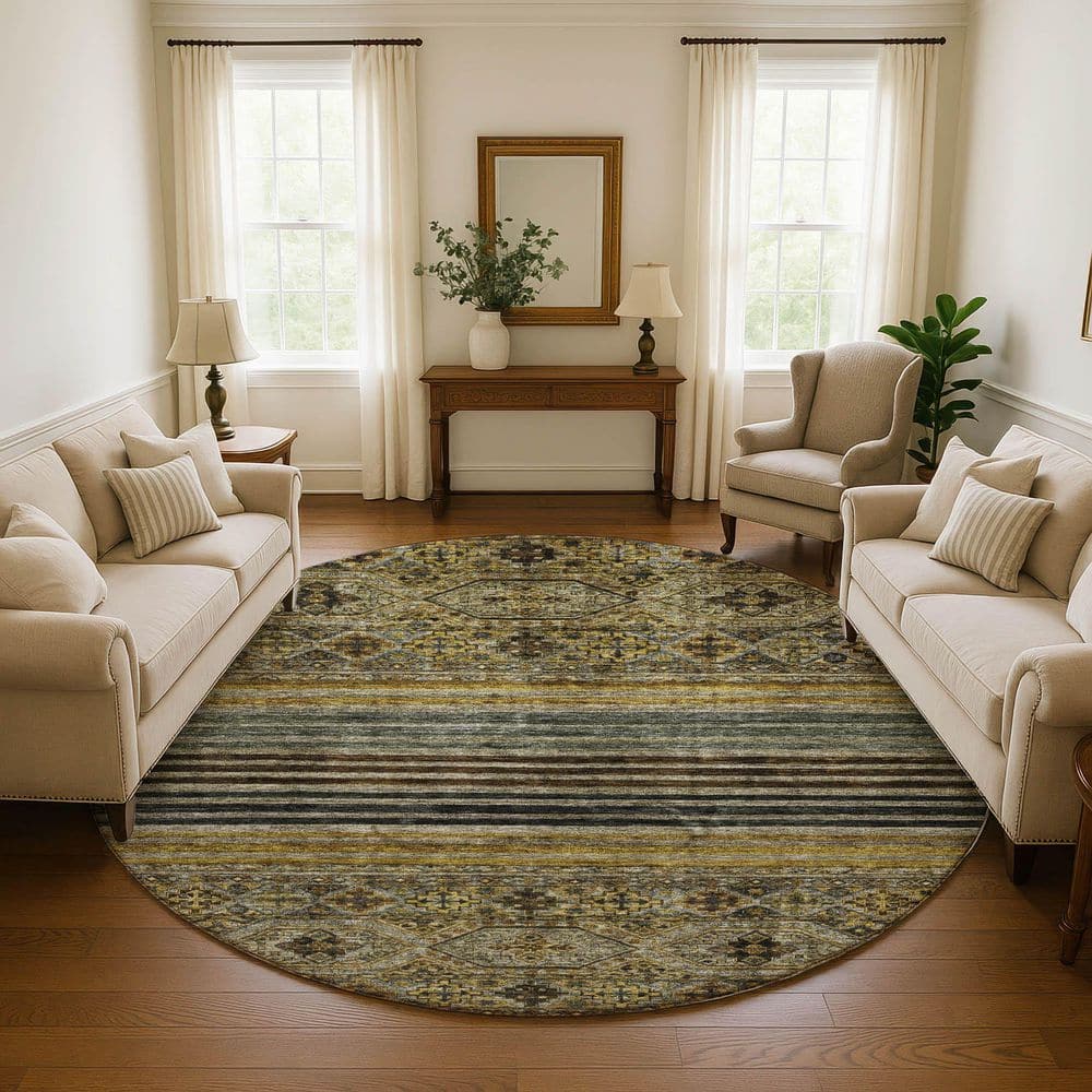 Mayfield Premium Machine Washable Abstract AMF1641 Gray 8 ft. x 8 ft. Round Rug price history on PriceWatchPro