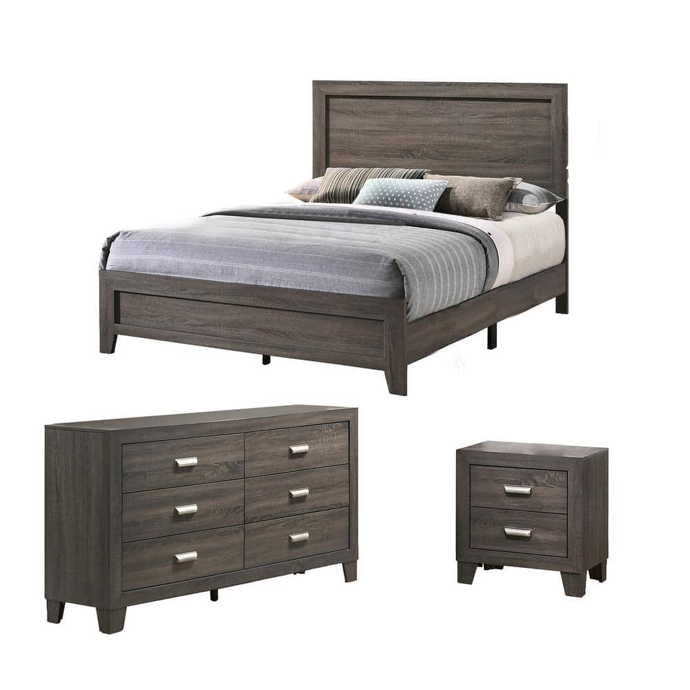 Best Quality Furniture Anastasia 3-Piece Gray Full Panel Bedroom Set ...