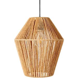 Camerano 100-Watt 1-Light Beige Pendant Light with Geometric Shaped Paper Shade