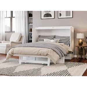 Northfield White Solid Wood Frame Full Murphy Bed with Mattress and Built In Charging Station
