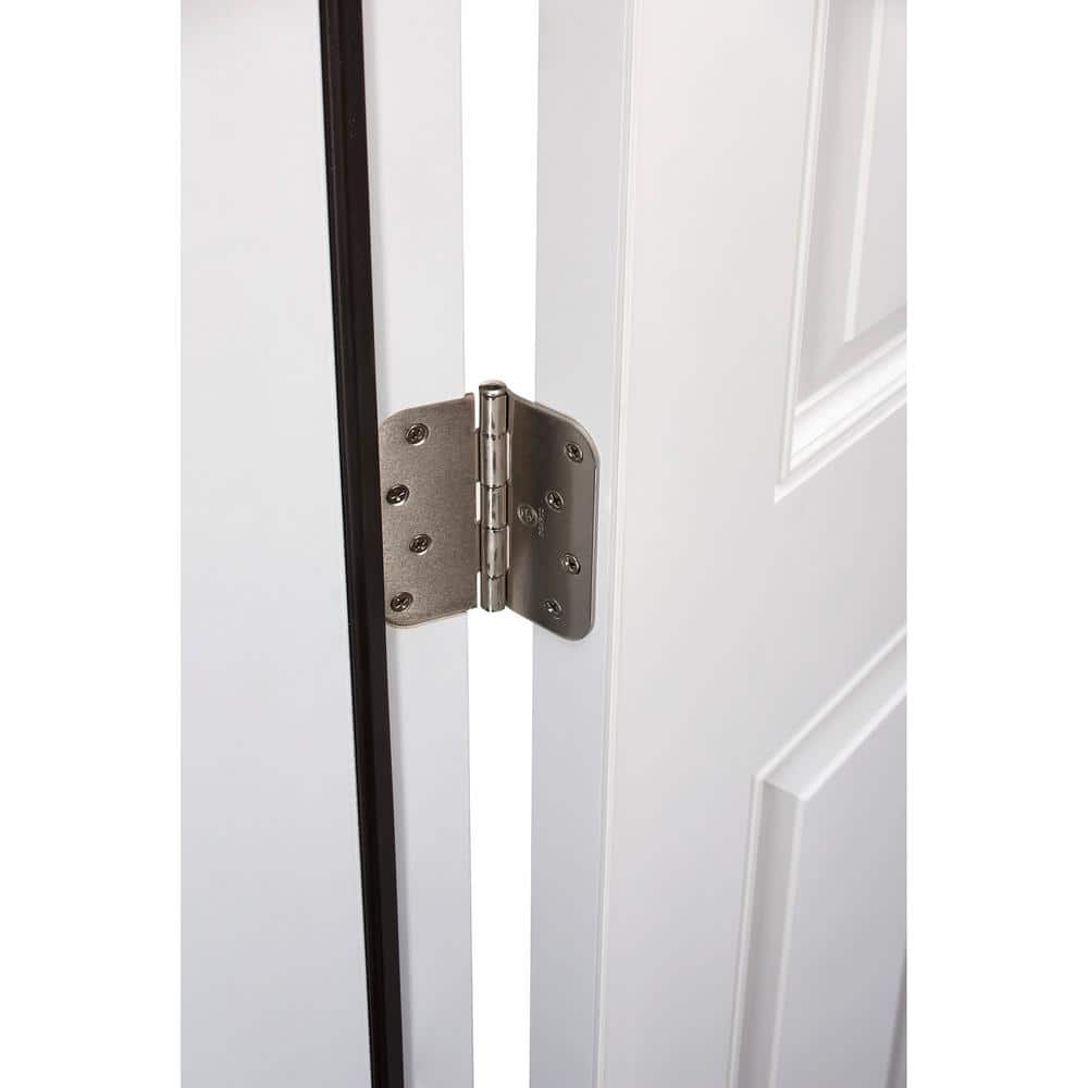White Primed Composite Exterior Single Door with Satin Nickel Hinges