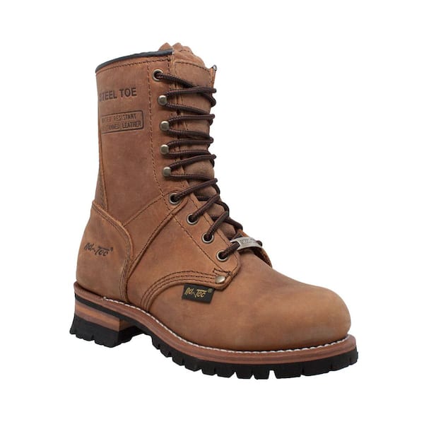 AdTec Women's Crazy Horse 9 in. Logger Boot - Steel Toe - Brown Size 9(M)