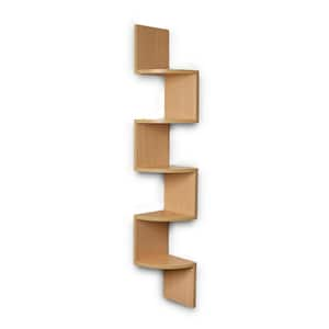 Zig Zag 7.75 in W x 7.75 in. D Floating Laminate Corner Wall Decorative Shelf in Beech Finish