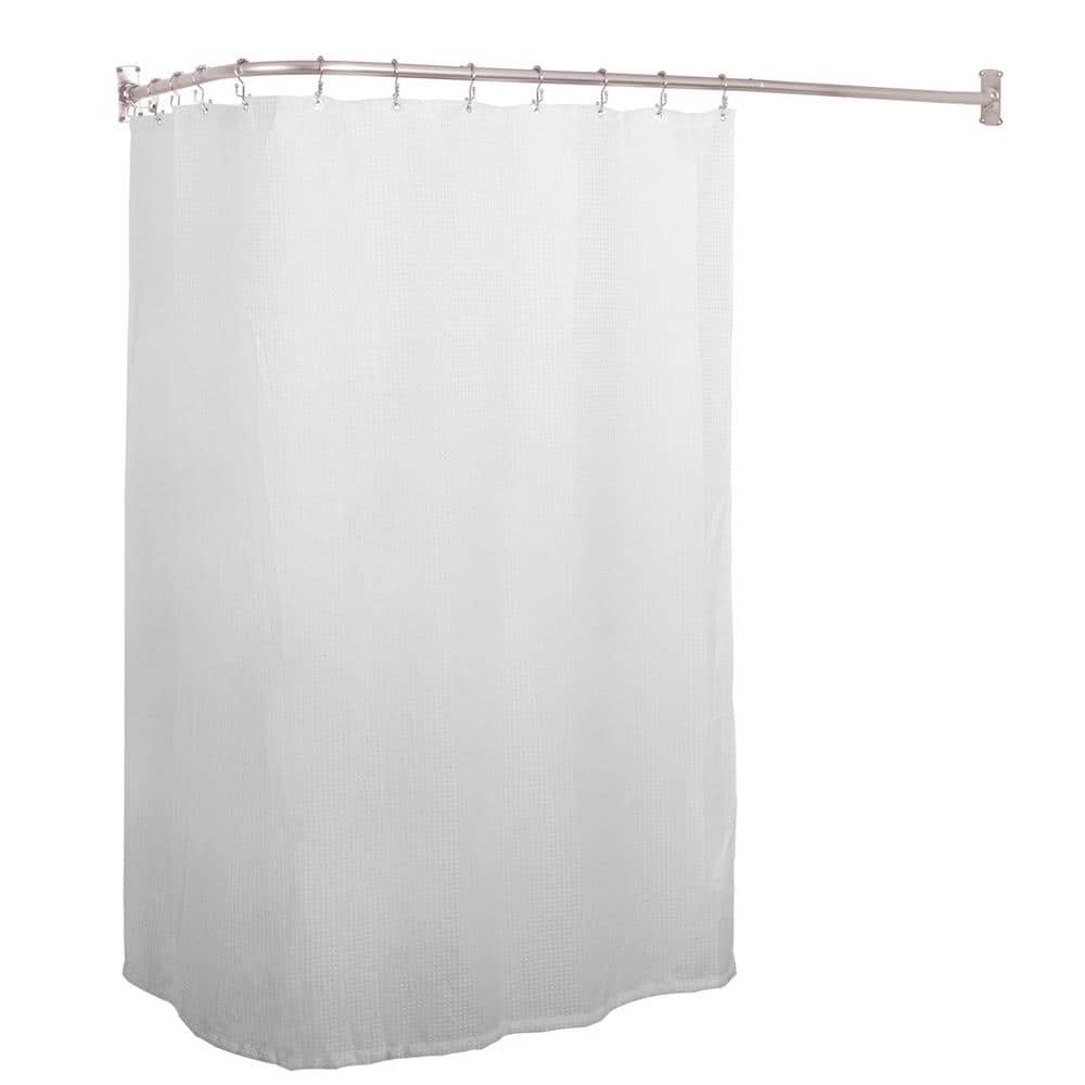 Brushed Nickel L-Shaped Wall Mounted Shower Curtain Rod