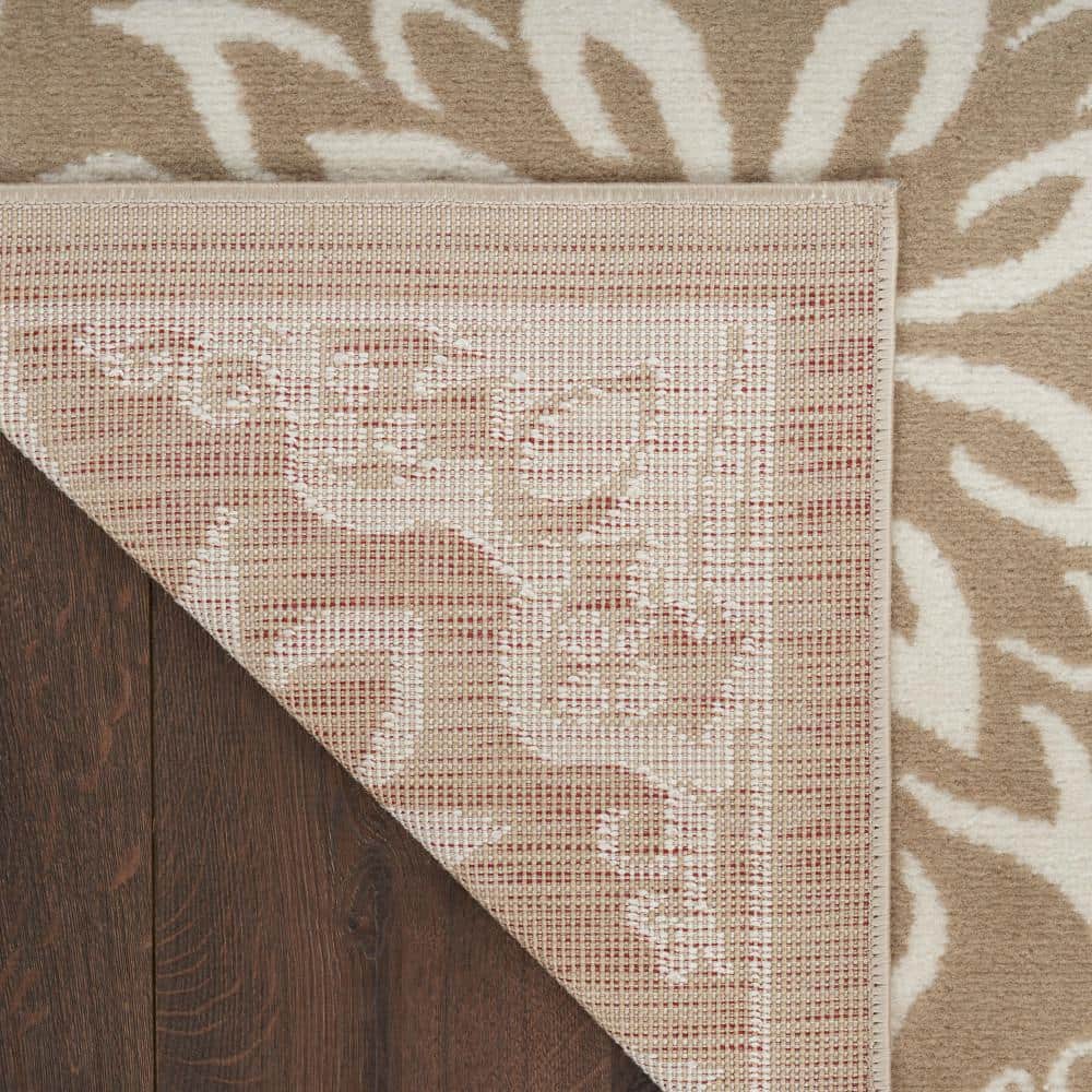 Taupe Floral Synthetic Rectangular 8' x 10' Area Rug