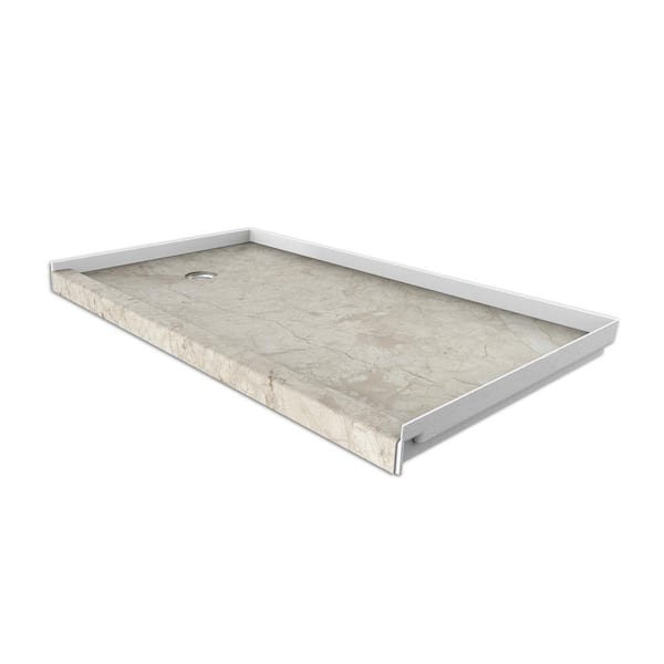 FlexStone 30 in. x 60 in. Single Threshold Shower Base with Left Hand Drain in Botticino Cream