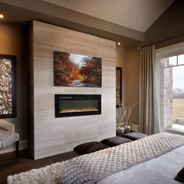 Boyel Living 36 in. 1500-Watt/750-Watt Electric Wall Mounted Recessed  Fireplace with Remote in Black BLGMFP36 - The Home Depot